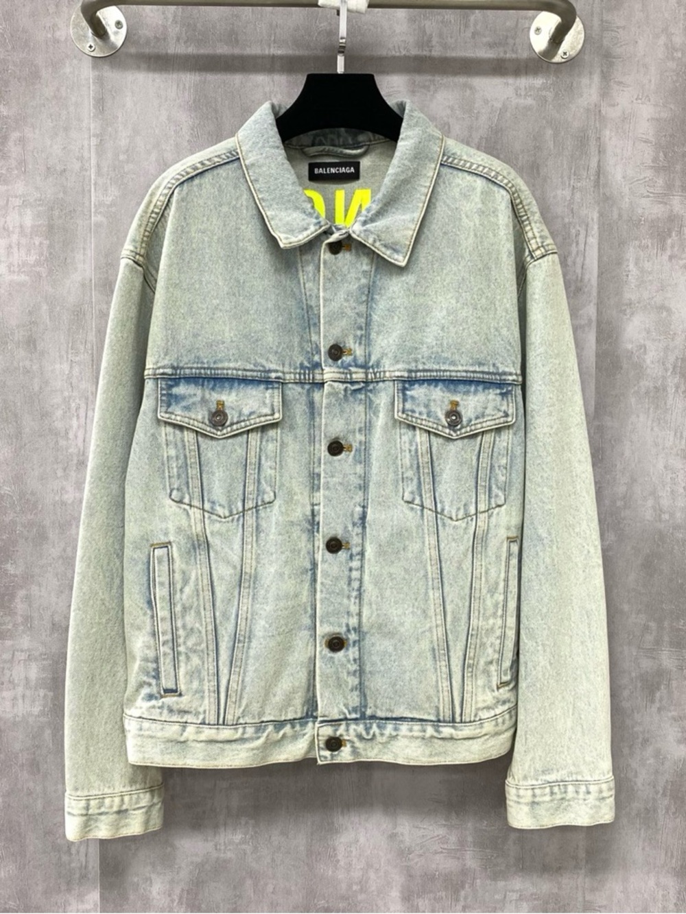 Balenciaga Light Acid-Wash Denim Jacket in Pale Blue